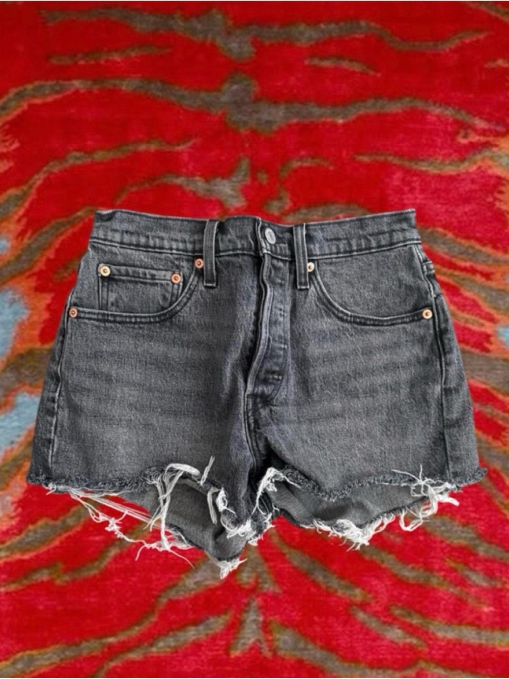 Levi's Charcoal Distressed Denim Cutoff Shorts